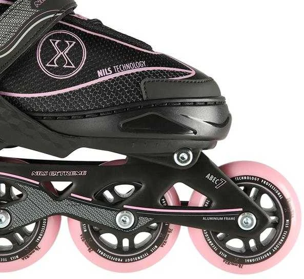 NA11008 Juodas-RAUSVAS DYDIS. M (35-38) NILS EXTREME INLINE pačiūžos