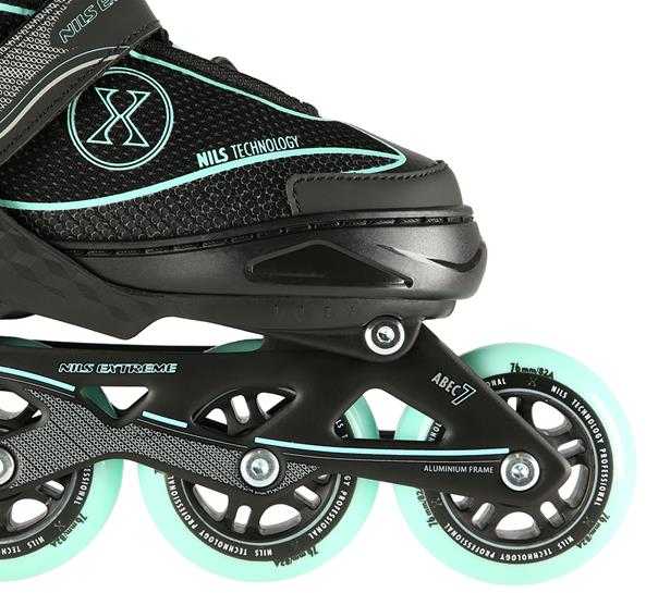 NA11008 JUODOS IR MĖTINĖS DYDŽIO. M (35-38) NILS EXTREME INLINE pačiūžos