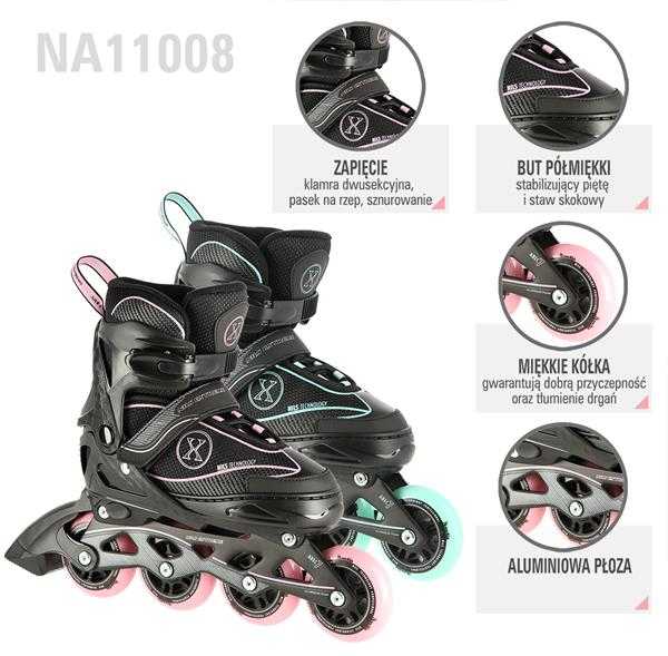 NA11008 JUODOS IR MĖTINĖS DYDŽIO. M (35-38) NILS EXTREME INLINE pačiūžos