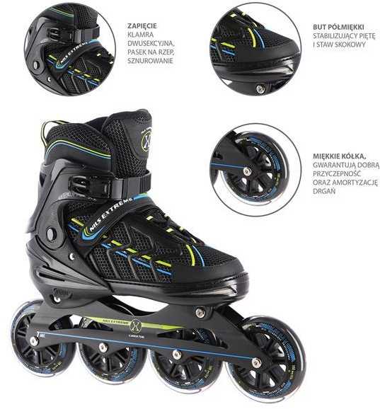 NA1128 Juodas-LIME DYDIS. L(39-42) NILS EXTREME INLINE RIEDŽIAI
