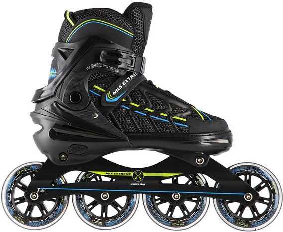 NA1128 Juodas-LIME DYDIS. L(39-42) NILS EXTREME INLINE RIEDŽIAI