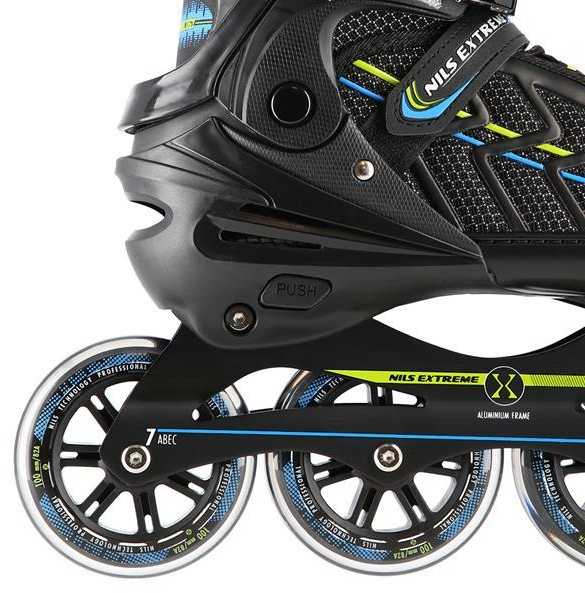 NA1128 Juodas-LIME DYDIS. L(39-42) NILS EXTREME INLINE RIEDŽIAI