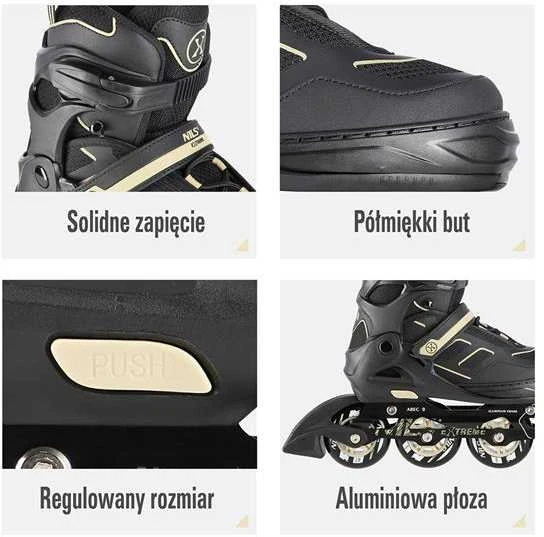 NA14174 JUODOS IR SEMĖS spalvos DYDIS. L (39-42) NILS EXTREME INLINE pačiūžos