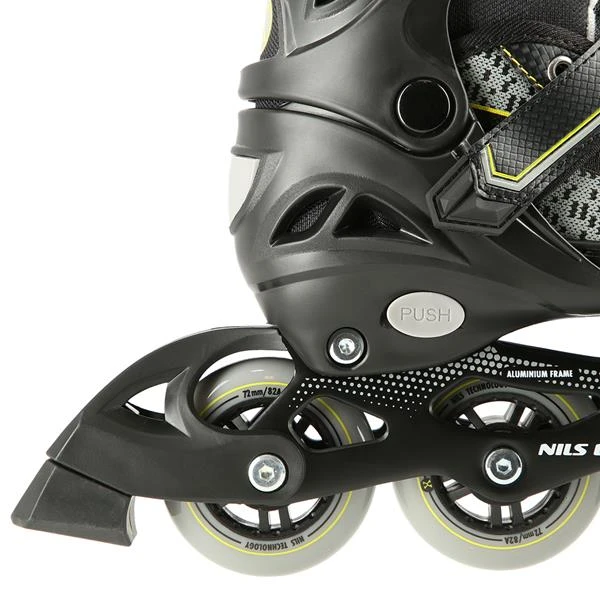 NA14198 Juodas-GELTONAS DYDIS. S (31-34) NILS EXTREME INLINE pačiūžos