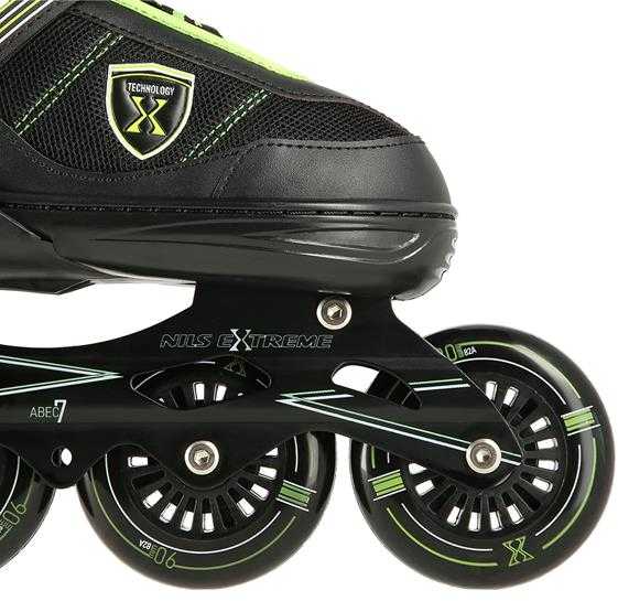 NA19088 JUODAI ŽALIAI DYDIS. L (39-42) NILS EXTREME INLINE pačiūžos