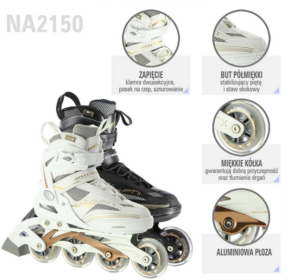 NA2150 Juodas IR AUKSAS DYDIS. 42 NILS EXTREME INLINE RIUDŽIAI