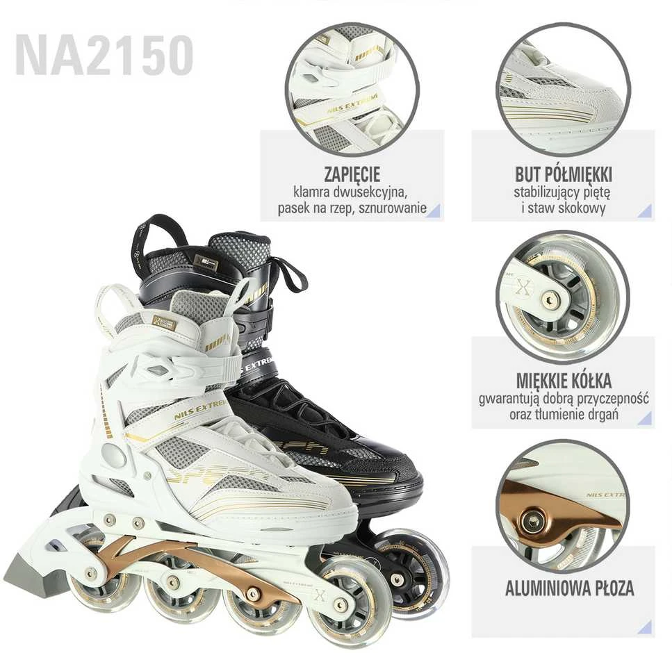 NA2150 Juodas IR AUKSAS DYDIS. 43 NILS EXTREME INLINE RIUDŽIAI