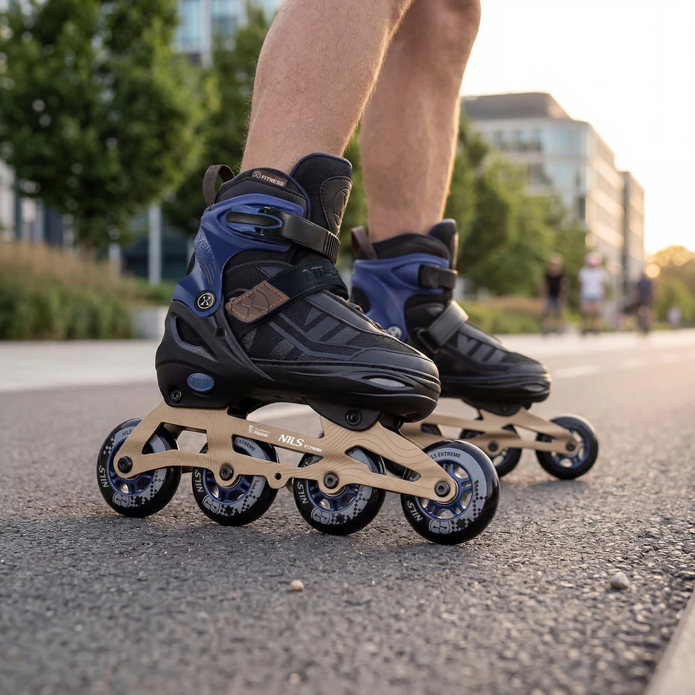 NA684 VELTO tamsiai mėlyni riedučiai, XL dydis (42-45), NILS EXTREME