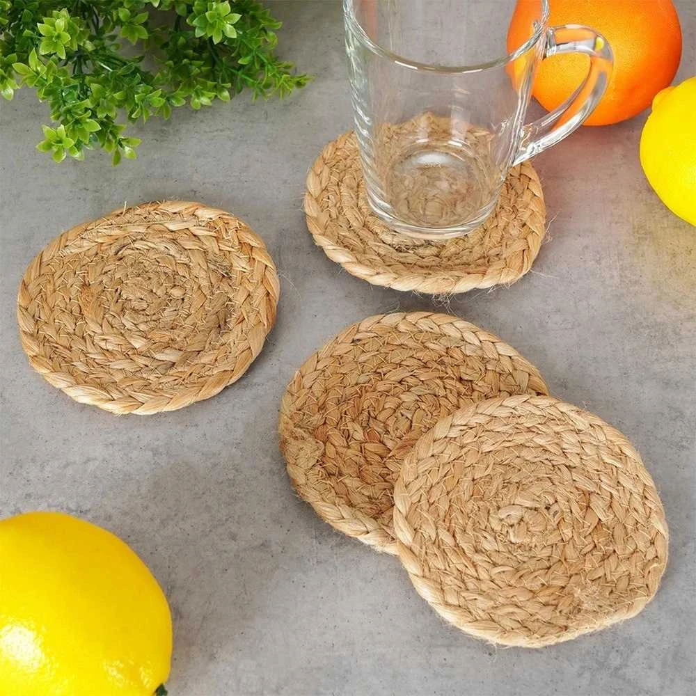 Natūralūs puodelių padėkliukai 10 cm 4 vnt.