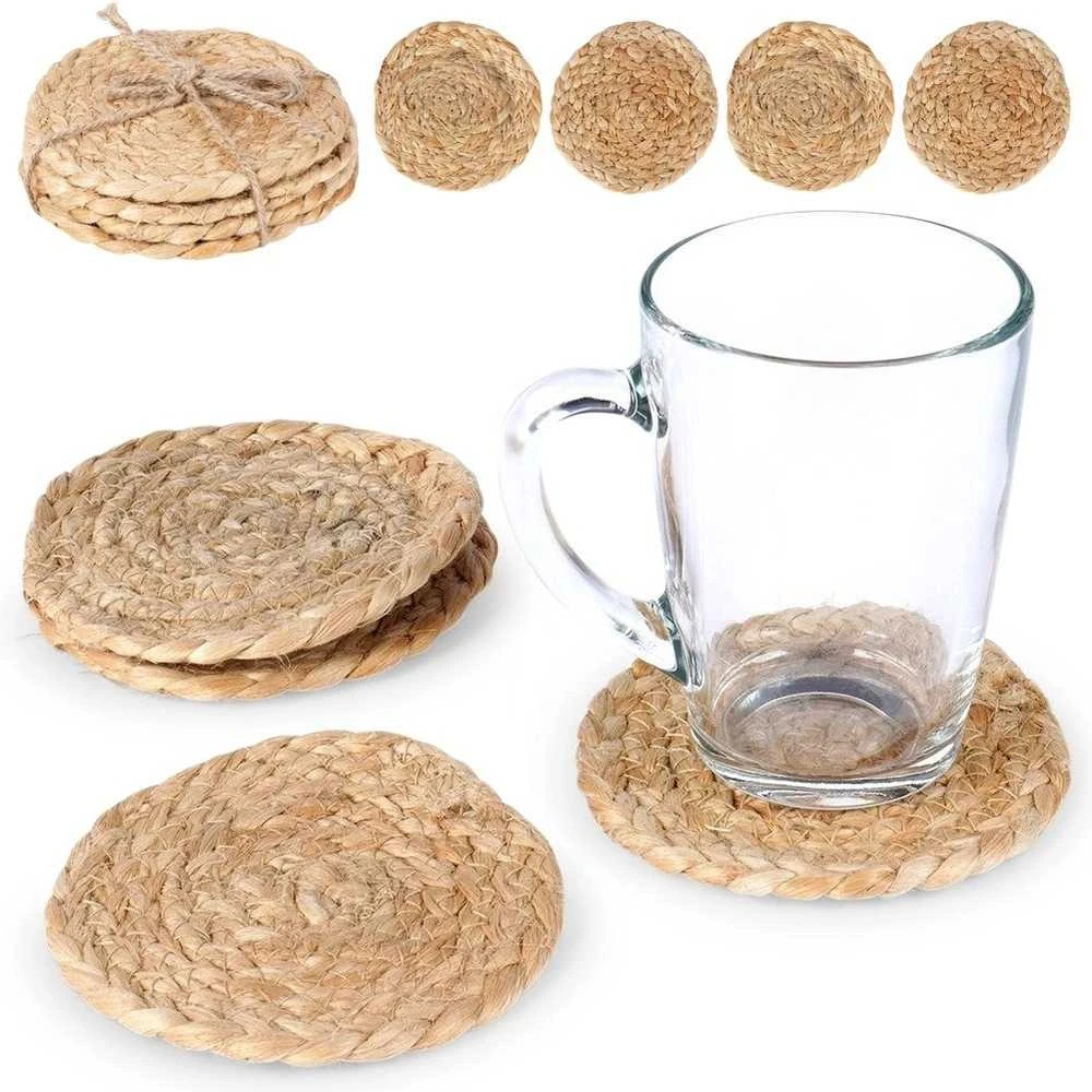 Natūralūs puodelių padėkliukai 10 cm 4 vnt.
