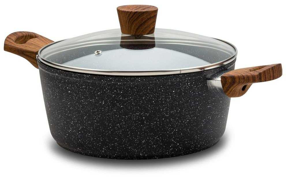 Nava Puodas granitas su stikliniu dangteliu NATURE 20 cm, 2,1 l