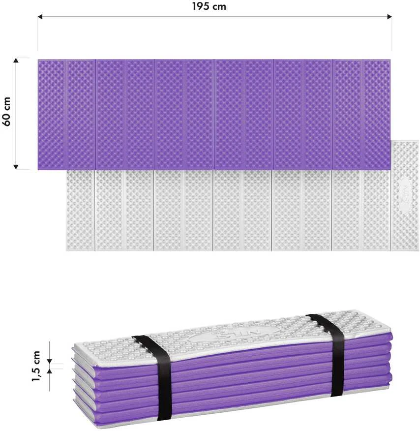 NC17103 SULANKSTAMAS TURISTINIS MIEGIMO KILIMAS SU ALIUMINIU PAPILDYMU + XPE 195 CM PURPLE NILS CAMP