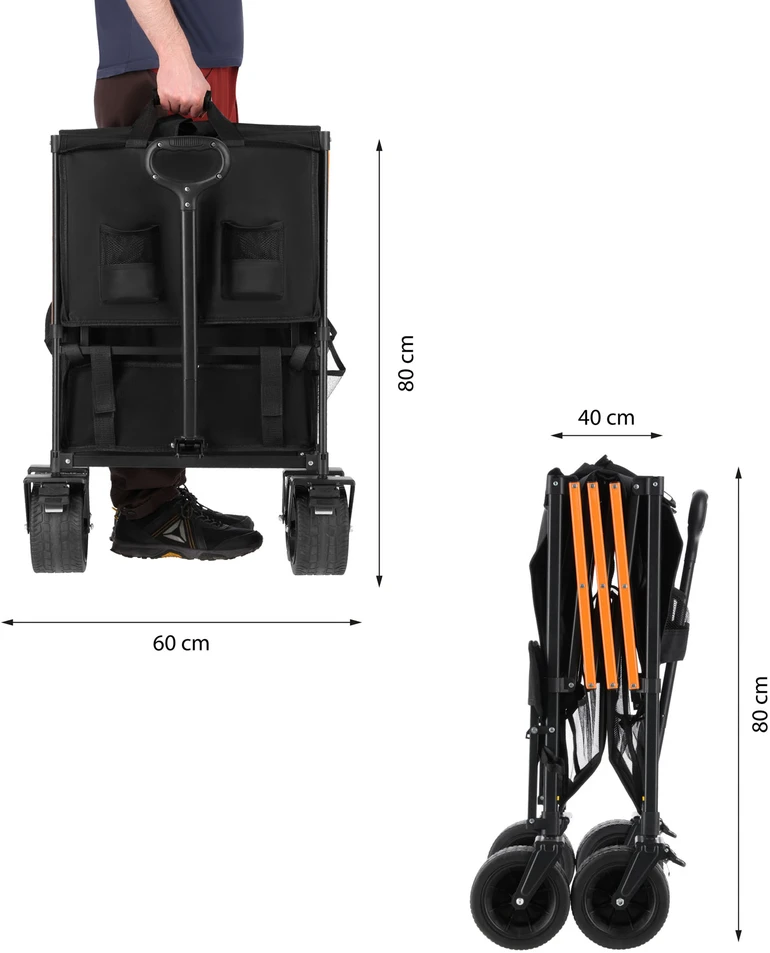 NC2607 XXL kelioninis vežimėlis juodos-oranžinės spalvos 160 l NILS CAMP