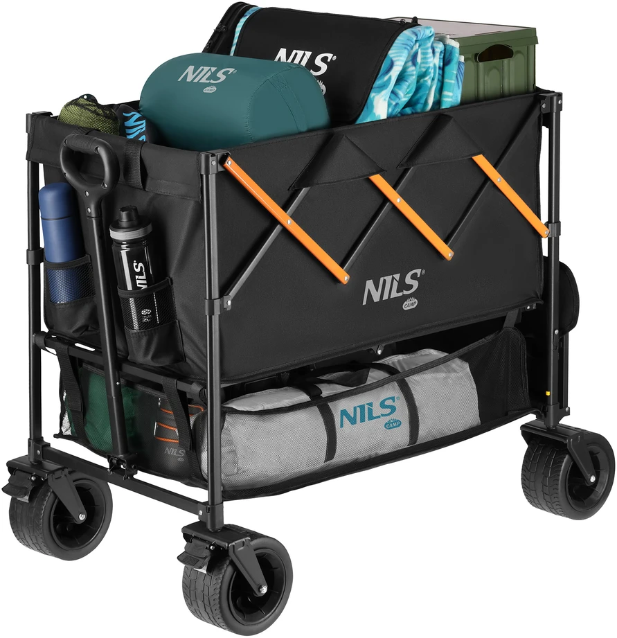 NC2607 XXL kelioninis vežimėlis juodos-oranžinės spalvos 160 l NILS CAMP