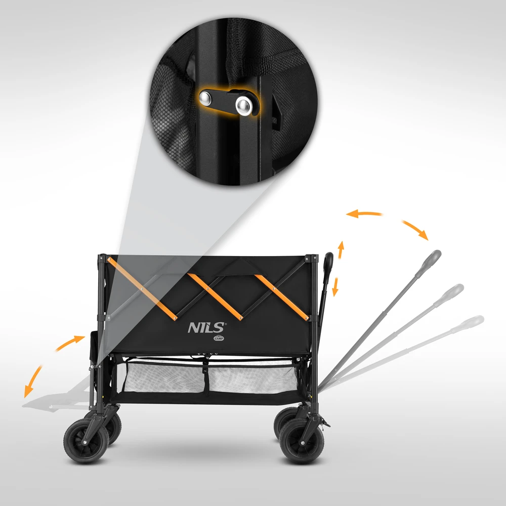 NC2607 XXL kelioninis vežimėlis juodos-oranžinės spalvos 160 l NILS CAMP