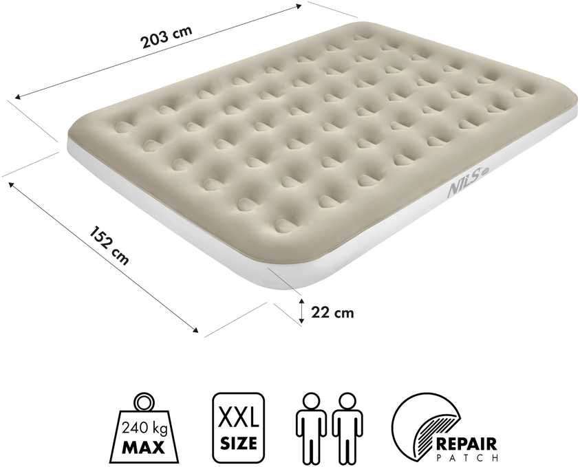 NC2803 PRIPUČIAMAS TURISTINIS ČIUŽINIS 203X152X22 CM BEIGE NILS CAMP