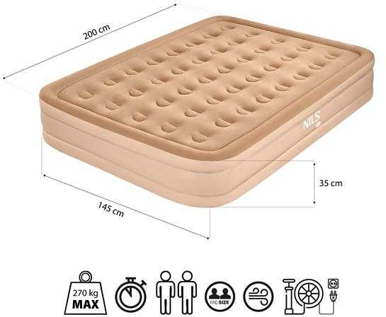 NC2808 DVIGUBAS KARALIAUS DYDŽIO ČIUŽINIS BEIGE + ELEKTRINIS SIurblys NILS CAMP