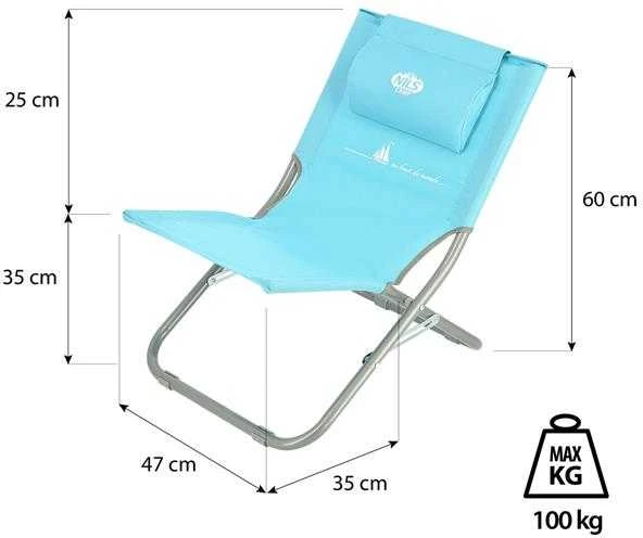 NC3136 MĖLYNA PAPLŪDŽIO KĖDĖ SU CUSHION NILS CAMP