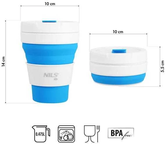 NC4103 SILIKONINIS SULANKSTAMAS TAURĖLIS 475 ml MĖLYNŲ NILŲ STOVYKLĖ