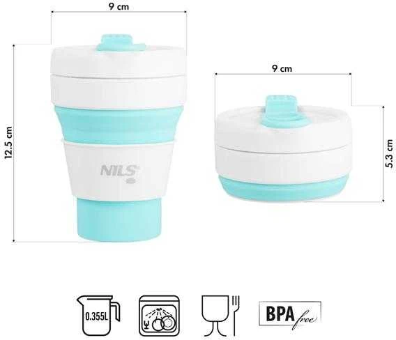 NC4103 SILIKONINIS SULANKSTAMAS TAURĖLIS 355 ml MINT NILS CAMP
