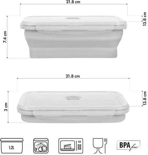 NC4105 KONTEINER / PIETŲ DĖŽĖ SULANKSTAMAS PILKAS 1200 ml NILS STOVYKLĖ