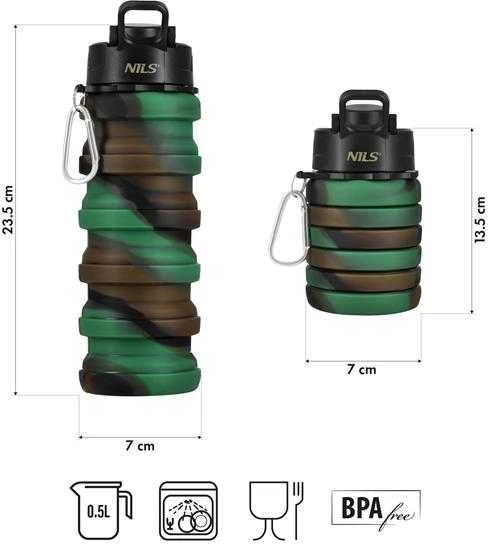 Gertuvė NC4106 SULANKSTAMAS SILIKONINIS BUTELIS 500ml ŽALI NILAI
