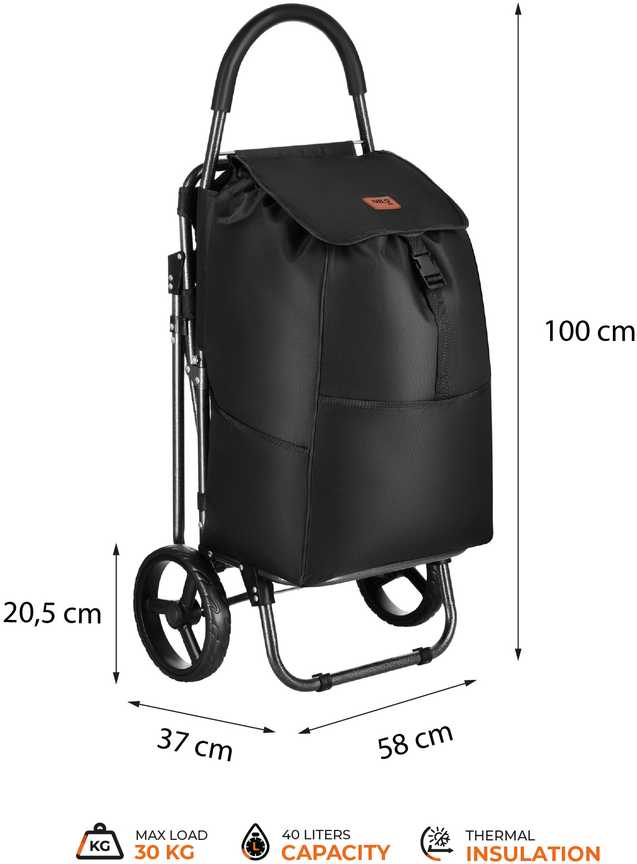 NC4303 PIRKINIŲ VEŽIMĖLIS SU SĖDYNE 40L Juodas NILS