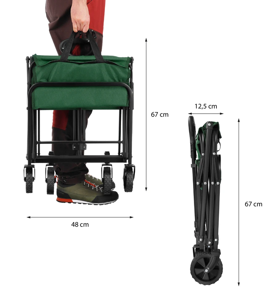 NC4306 Sulankstomas kelioninis vežimėlis, žalias, 70 l, NILS CAMP