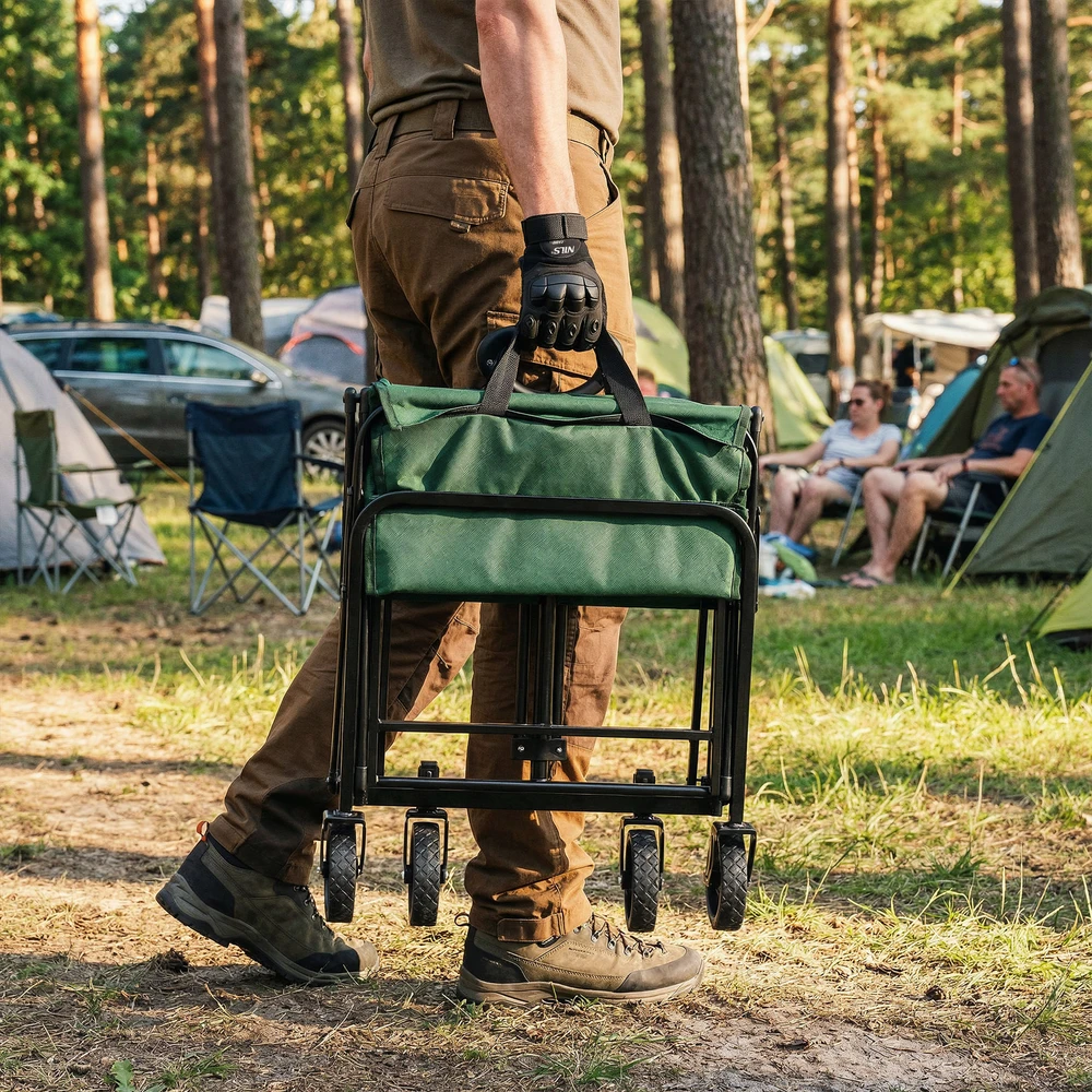NC4306 Sulankstomas kelioninis vežimėlis, žalias, 70 l, NILS CAMP