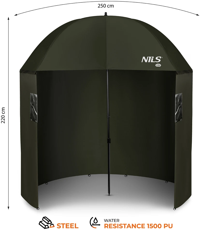 NC4702 Žvejybos skėtis su šoniniu skydu NILS CAMP