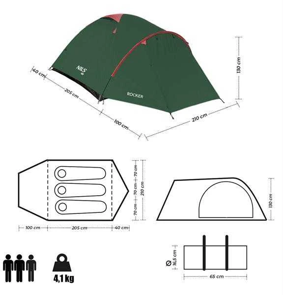 NC6013 ŽALIA IR RAUDONA ROCKER NILS CAMP PAlapinė