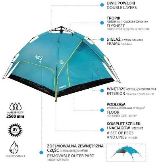 NC7819 Mėlynas SHADOW TENT NILS CAMP