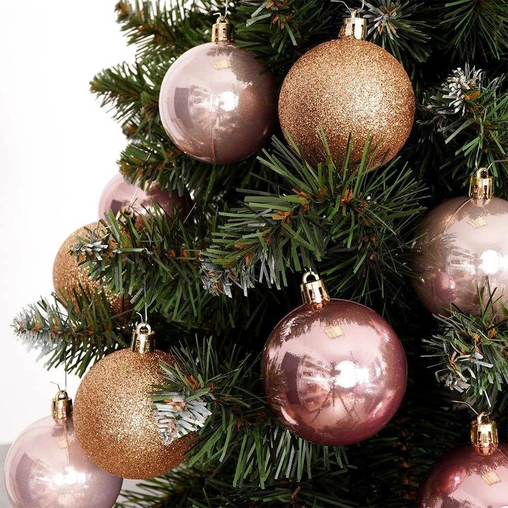 Nedūžtantys rožiniai kalėdiniai niekučiai, rinkinys 12,6 cm