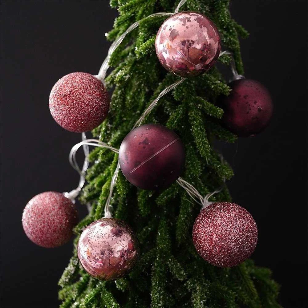 Nedūžtantys violetiniai kalėdinės eglutės šviestuvai 10 LED 4 cm