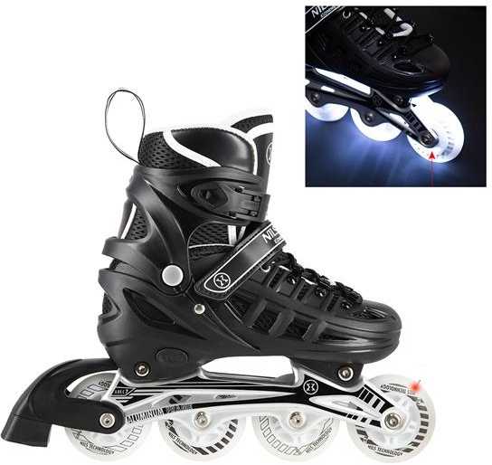 NH10905 4in1 Juodas LED DYDIS. S(31-34) INLINE PAČIŪRĖS SU MATMENIAIS NILS EXTREME HOCKEY RAIL