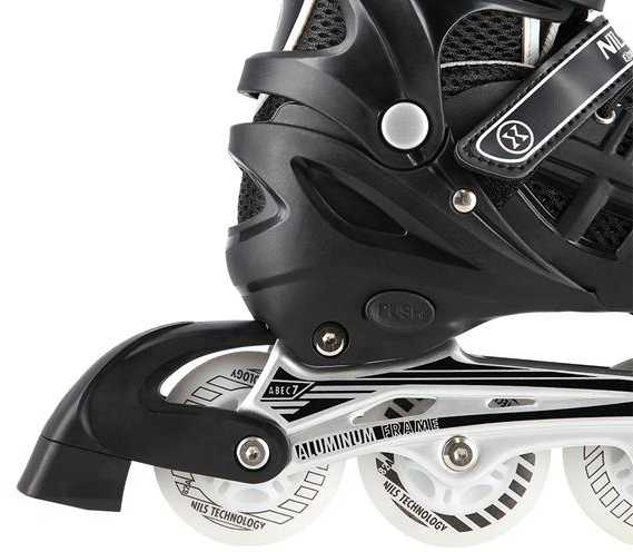 NH10905 4in1 Juodas LED DYDIS. S(31-34) INLINE PAČIŪRĖS SU MATMENIAIS NILS EXTREME HOCKEY RAIL