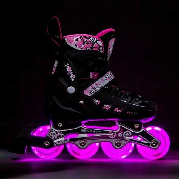 NH10905 4in1 rožinis LED DYDIS. S(31-34) INLINE PAČIŪRĖS SU MATMENIAIS NILS EXTREME HOCKEY RAIL