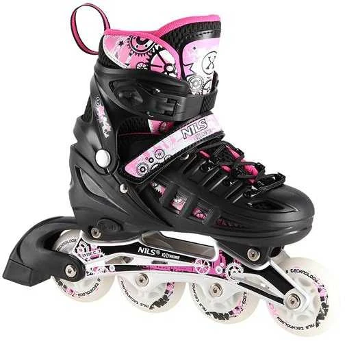 NH10905 4in1 rožinis LED DYDIS. S(31-34) INLINE PAČIŪRĖS SU MATMENIAIS NILS EXTREME HOCKEY RAIL
