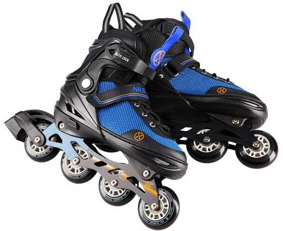 NH18188A 2in1 JUODOS IR ORANŽINĖS DYDŽIAI (34-38) INLINE RIEDŽIAI SU MATMENYS PŁ. NILS EXTREME RIDUOTIS