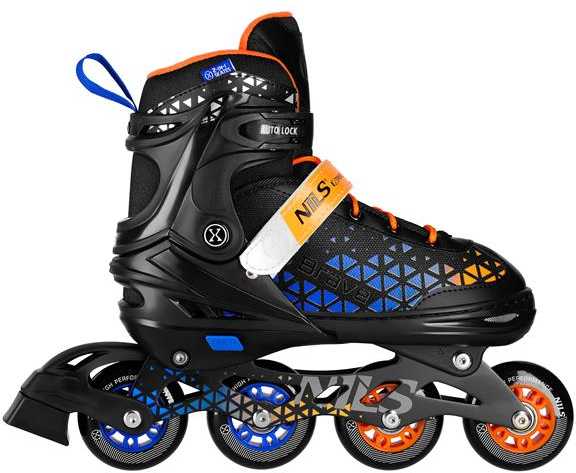 NH18190A 4in1 BRAVE INLINE RIUDŽIAI MĖLYNAS ORANŽINĖS DYDŽIO. M(34-38) SU MATMENYS. PŁ. NILS EXTREME RIDUOTIS