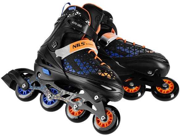 NH18190A 4in1 BRAVE INLINE RIUDŽIAI MĖLYNAS ORANŽINĖS DYDŽIO. M(34-38) SU MATMENYS. PŁ. NILS EXTREME RIDUOTIS