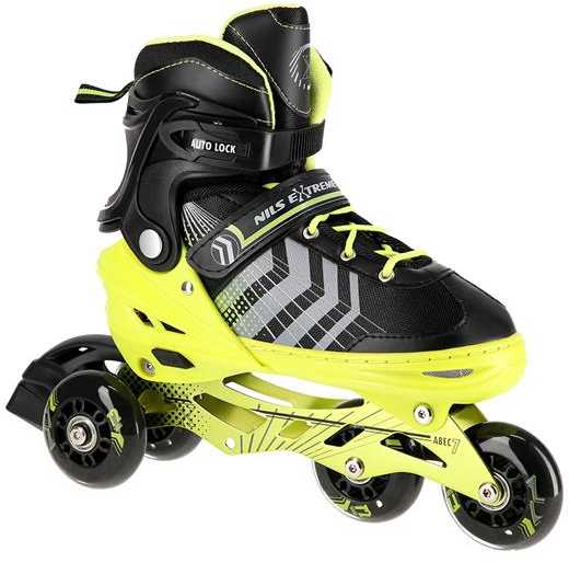 NH18192 4in1 JUODAI ŽALIAI DYDŽIAI (34-38) INLINE RIUDŽIAI SU MATMENYS PŁ. FIGURINE NILS EXTREME