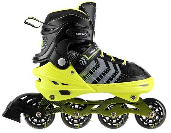NH18192 4in1 JUODAI ŽALIAI DYDŽIAI (34-38) INLINE RIUDŽIAI SU MATMENYS PŁ. FIGURINE NILS EXTREME