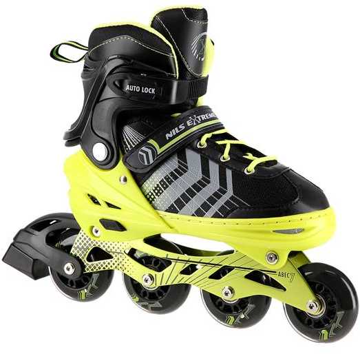 NH18192 4in1 JUODAI ŽALIAI DYDŽIAI (34-38) INLINE RIUDŽIAI SU MATMENYS PŁ. FIGURINE NILS EXTREME