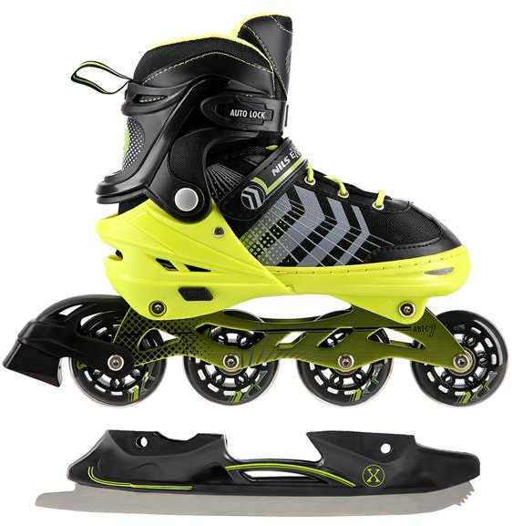 NH18192 4in1 JUODAI ŽALIAI DYDŽIO S(29-33) INLINE RIEDŽIAI SU MATMENYS. PŁ. FIGURINE NILS EXTREME