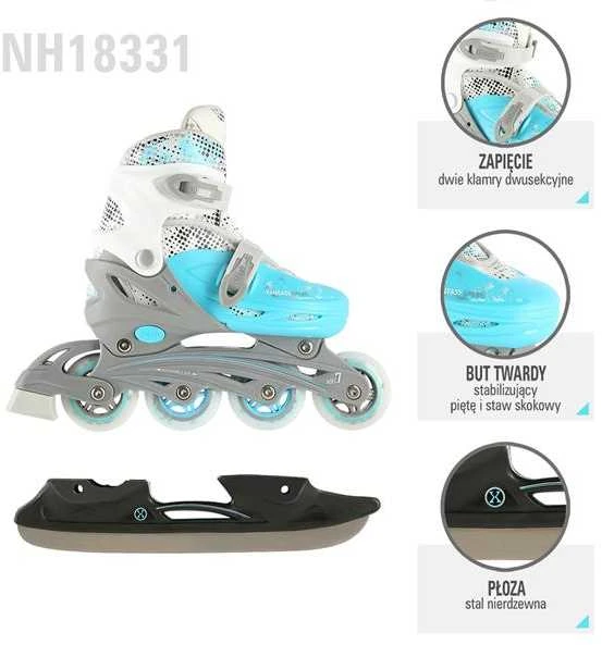 NH18331 MĖLYNA 4in1 DYDIS. M (35-38) INLINE PAČIŪRĖS SU MATMENYS THE NILS EXTREME HOCKEY SKY
