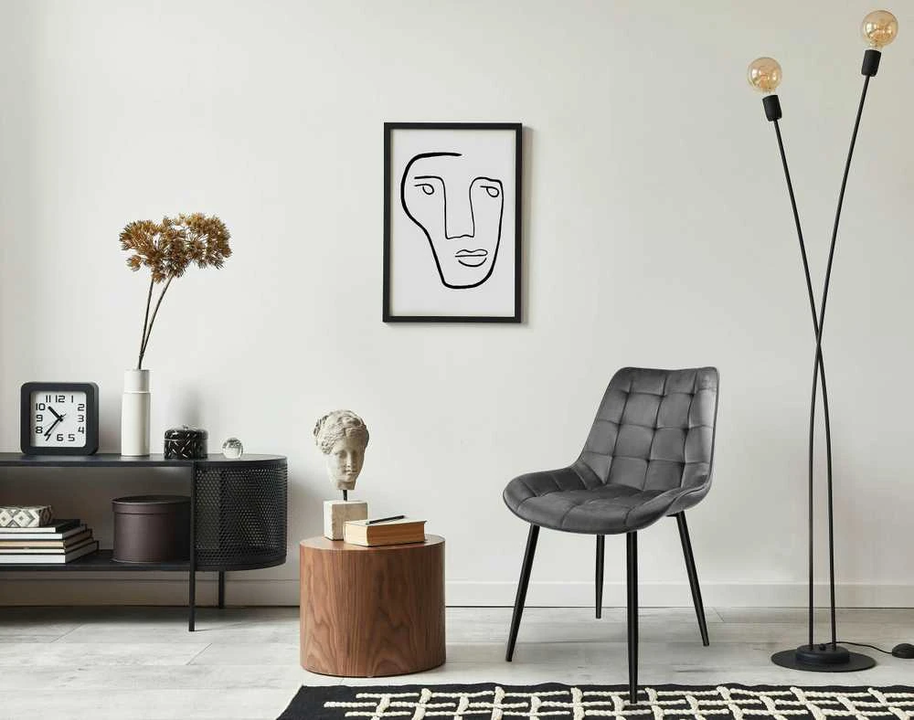 NORMAN Velvet grafito aksominė kėdė