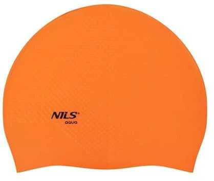 NQC VIENOS SPALVOS ORANŽINIS SILIKONINIS KEPURĖLIS SU TAŠKAIS NILS AQUA