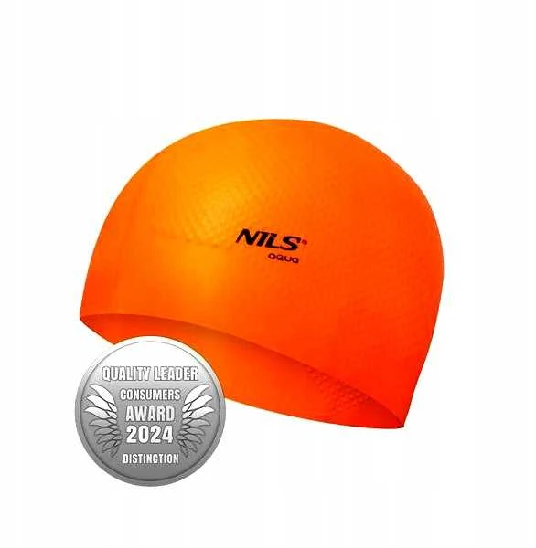 NQC VIENOS SPALVOS ORANŽINIS SILIKONINIS KEPURĖLIS SU TAŠKAIS NILS AQUA