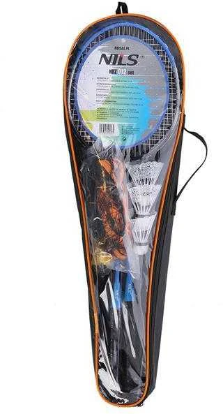 NRZ012 PLIENINIS / BADMINTONAS RINKINYS 2 REKETĖS + 3 SKIRTUMAI + TINKLAI 195x22cm + NILS dangtelis